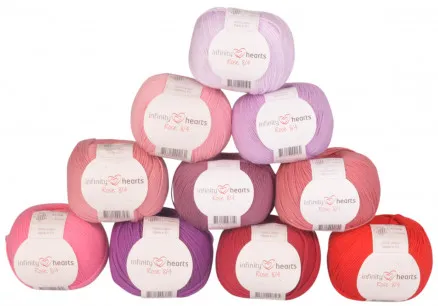 Infinity Hearts Rose 8/4 Garnpaket 22 Rosa und Rote Farbtöne - 10 Stk - Rosa und Rote Farbtöne