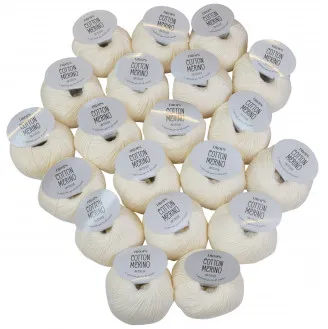 Drops Cotton Merino Garnpaket Unicolor 01 Natur - 20 Stk - Drops Cotton Merino Garnpaket Unicolor 01 Natur - 20 Stk