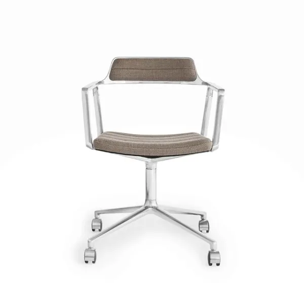Vipp 452 Swivel Drehstuhl mit Rollen Dunkelsand/Aluminium