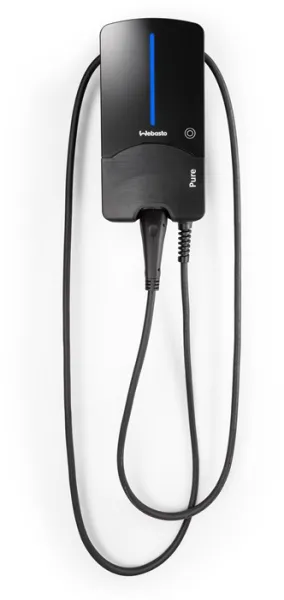 Webasto Pure Ladestation 22 kW Typ 2 Black Edition, mit 7 m Kabel - Integrierter Typ B Fehlerstromschutzschalter