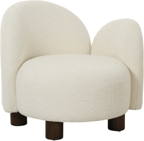 HOUSE NORDIC Honolulu Loungesessel, linksgerichtet, rund - weißer Bouclé-Polyesterstoff