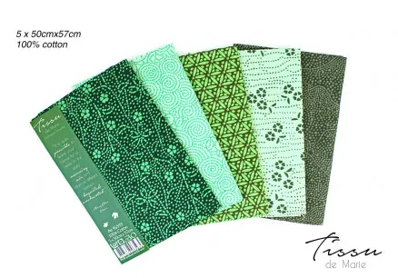 Tissu de Marie Fat Quarter Smaragd 50x57cm - 5 Stk.