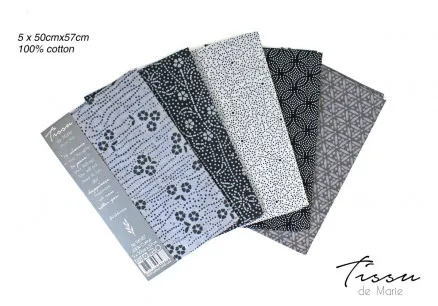 Tissu de Marie Fat Quarter Silber 50x57cm - 5 Stk.