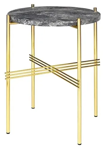 GUBI TS Runder Beistelltisch Ø40 Messing/Grauer Emperador-Marmor